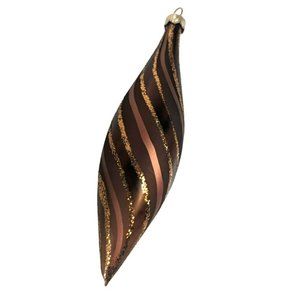Vintage Brown Spiral Drop Glitter Christmas Ornament 6-Inches